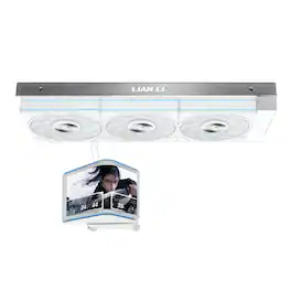 Lian Li - Hydroshift II OLED Curved 360P28 Liquid CPU Cooler 3x120mm P28 Fans 6.67" Screen Daisy-Chain, LGA 1851/1700, AMD AM5/4 - White