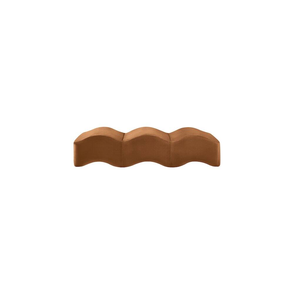 Alt View 3. Meridian Furniture - Wave Saddle Velvet Bench - Brown.