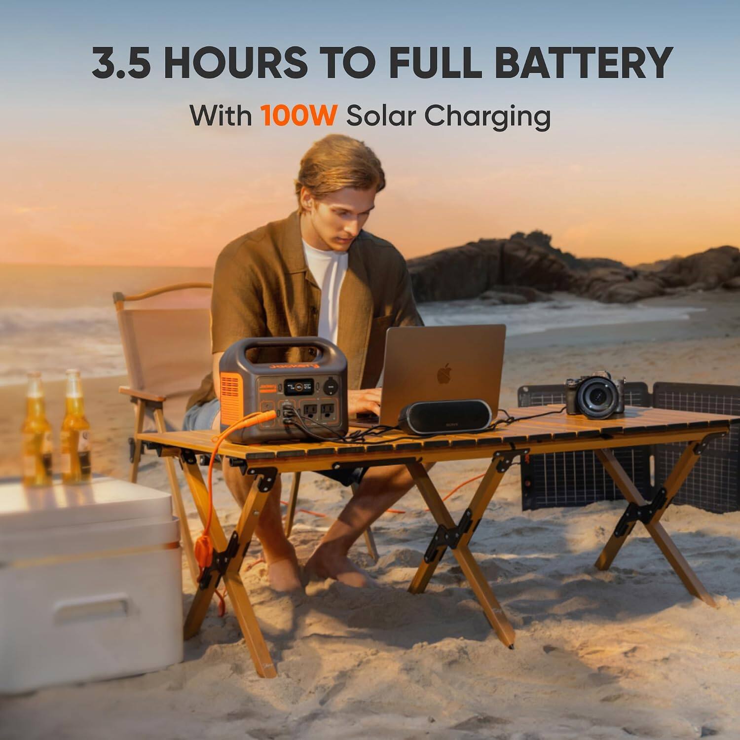 3.5 HOURS TO FULL BATTERY  
With 100W Solar Charging