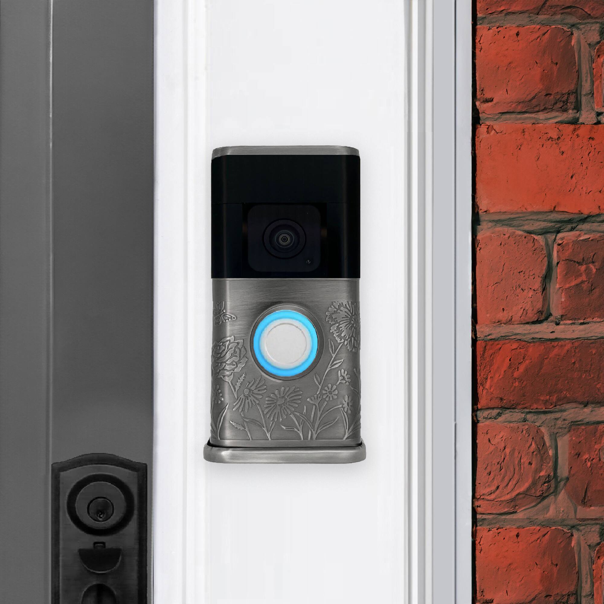 Alt View 3. Michael Healy - Garden Video Doorbell Cover (Ring 3, 3 Plus, 4, Battery Plus and Battery Pro) - Antique Pewter.