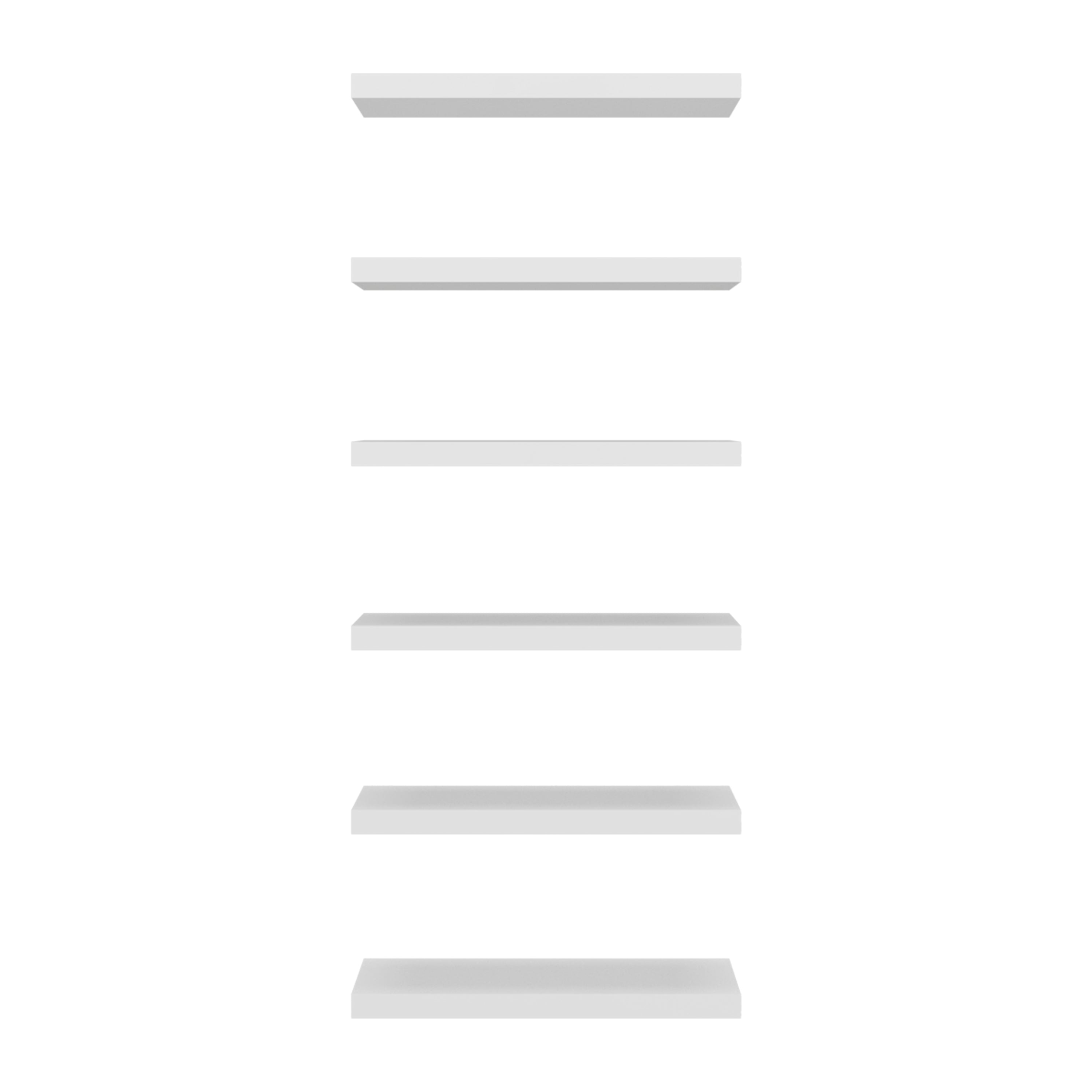 Back. TuHome - 24" x 8" Floating Wall Shelf, Wall-Mounted Display Ledge for Living Room, Bedroom or Office Storage - White.