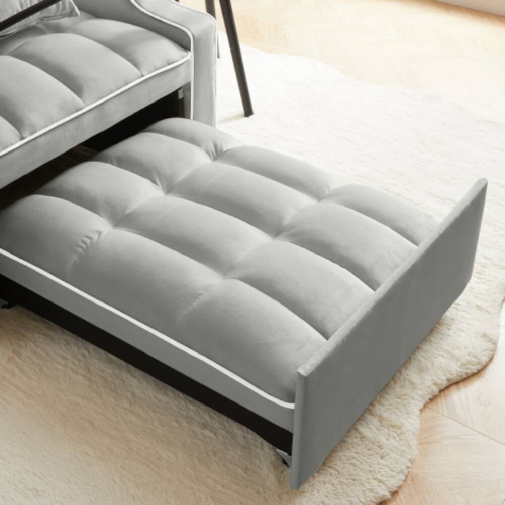 Alt View 3. LUCKY ONE - 3-in-1 Convertible Sleeper Sofa Chair Bed w/ USB Type-C Phone Holder Side Pockets - Gray.