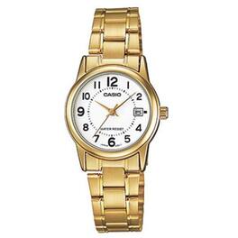 Casio - Women’s -Tone Stainless Steel Analog Watch White Dial - LTP-V002G-7B - Gold