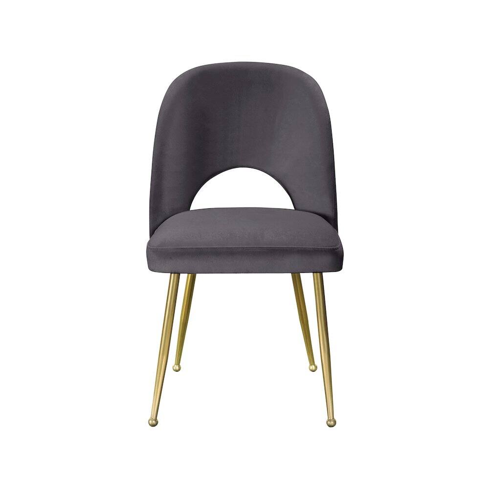 Alt View 2. Meridian Furniture - Logan Grey Velvet Dining Chair, Set of 2 - Grey.