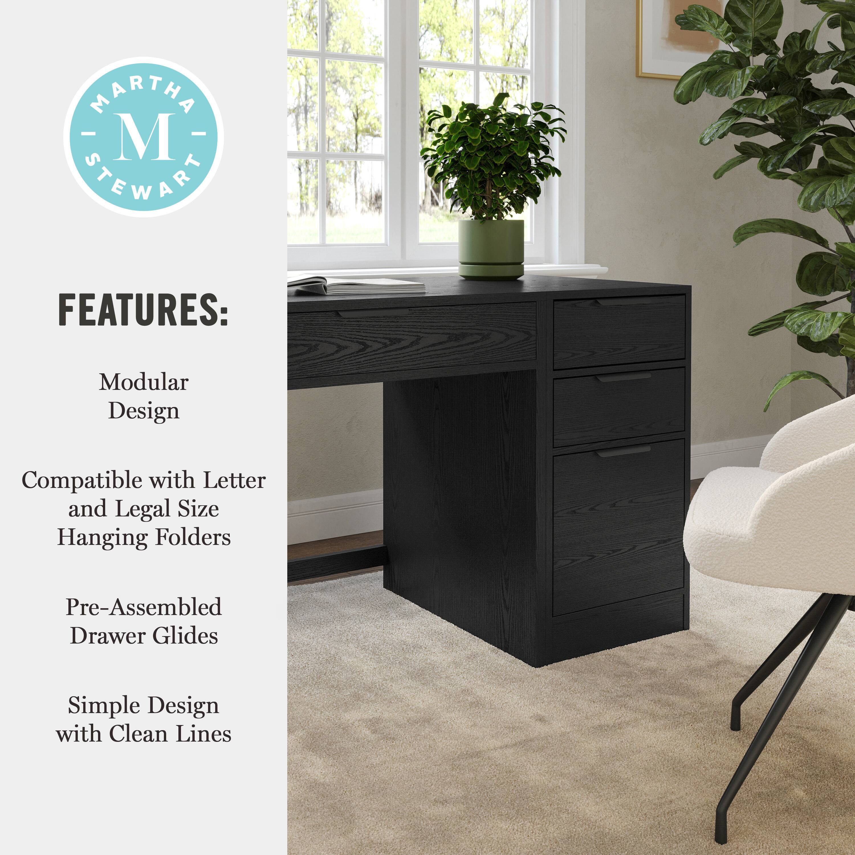 MARTHA STEWART FEATURES: Modular Design Compatible with Letter and Legal Size Hanging Folders Pre-Assembled Drawer Glides Simple Design with Clean Lines