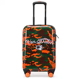 Von Dutch - 20" Expandable Hardside Spinner Carry-on Suitcase - Orange Camo