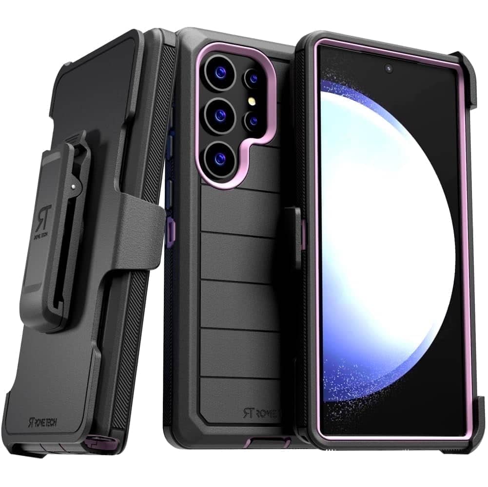 RomeTech - Shell Holster Combo Case for Samsung Galaxy S24 Ultra - Black / Light Pink - Black/Light Pink