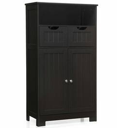Kadyn - Bathroom Wooden Side Cabinet with 2 Drawers and 2 Doors-Dark Bathroom Cabinets for Entryway Storage, Home Office - Brown