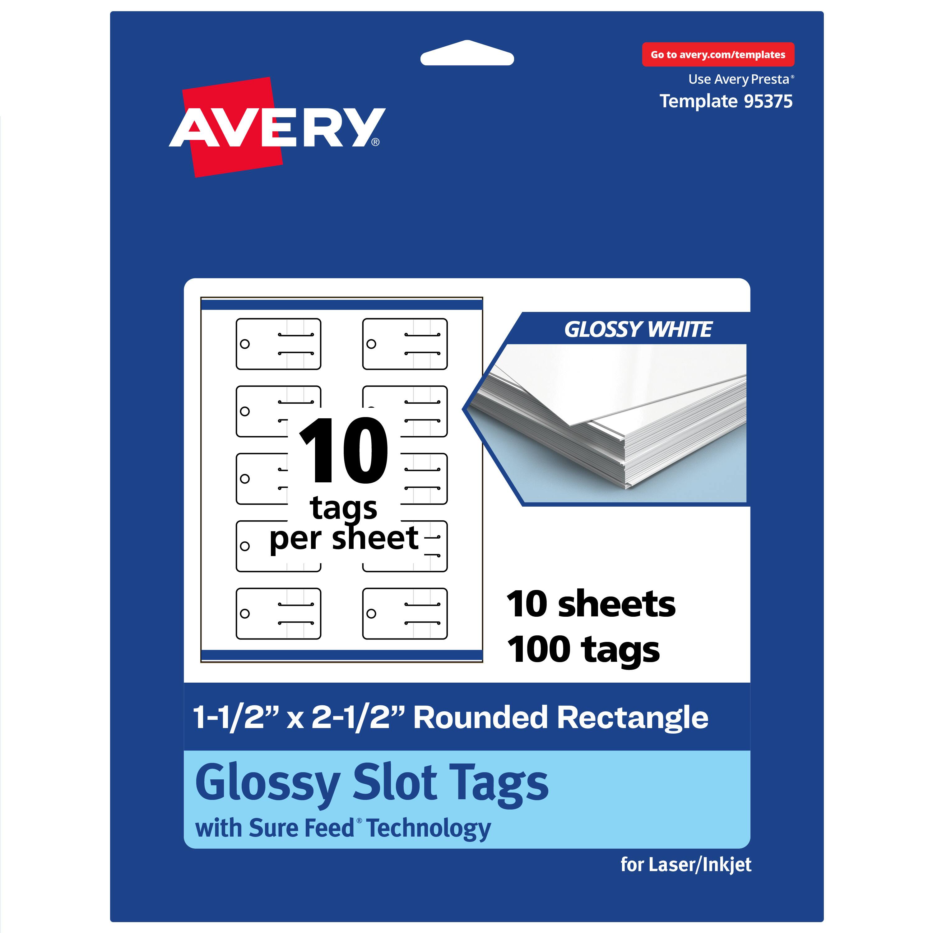 "Avery - Rounded Slot Tags, 1-1/2"" x 2-1/2"", Glossy 100 Total - White" price history on PriceWatchPro