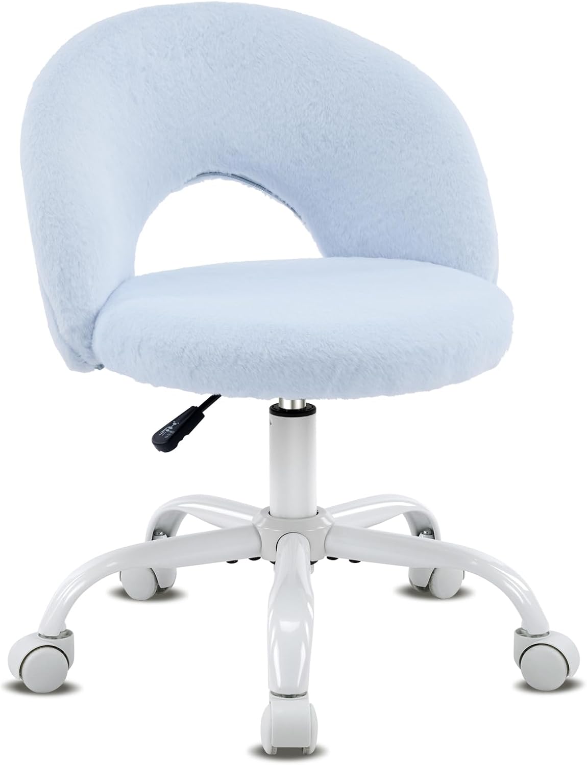 Alt View 8. Winado - Small Vanity Chair with Wheels for Girls Cute Adjustable Height Armless Office Desk Chair 360°Swivel Comfy Rolling Chair - Furry Blue.