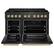Angle. ZLINE - 48 in. Wide 8 Burner Autograph 6.7 cu. ft. Double Oven Freestanding DuoPro Gas Range with Bronze Accents - Black Satin Stainless Steel.