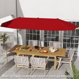 Mondawe - 13 FT Double-Sided Patio Umbrella with Crank Handle - Red