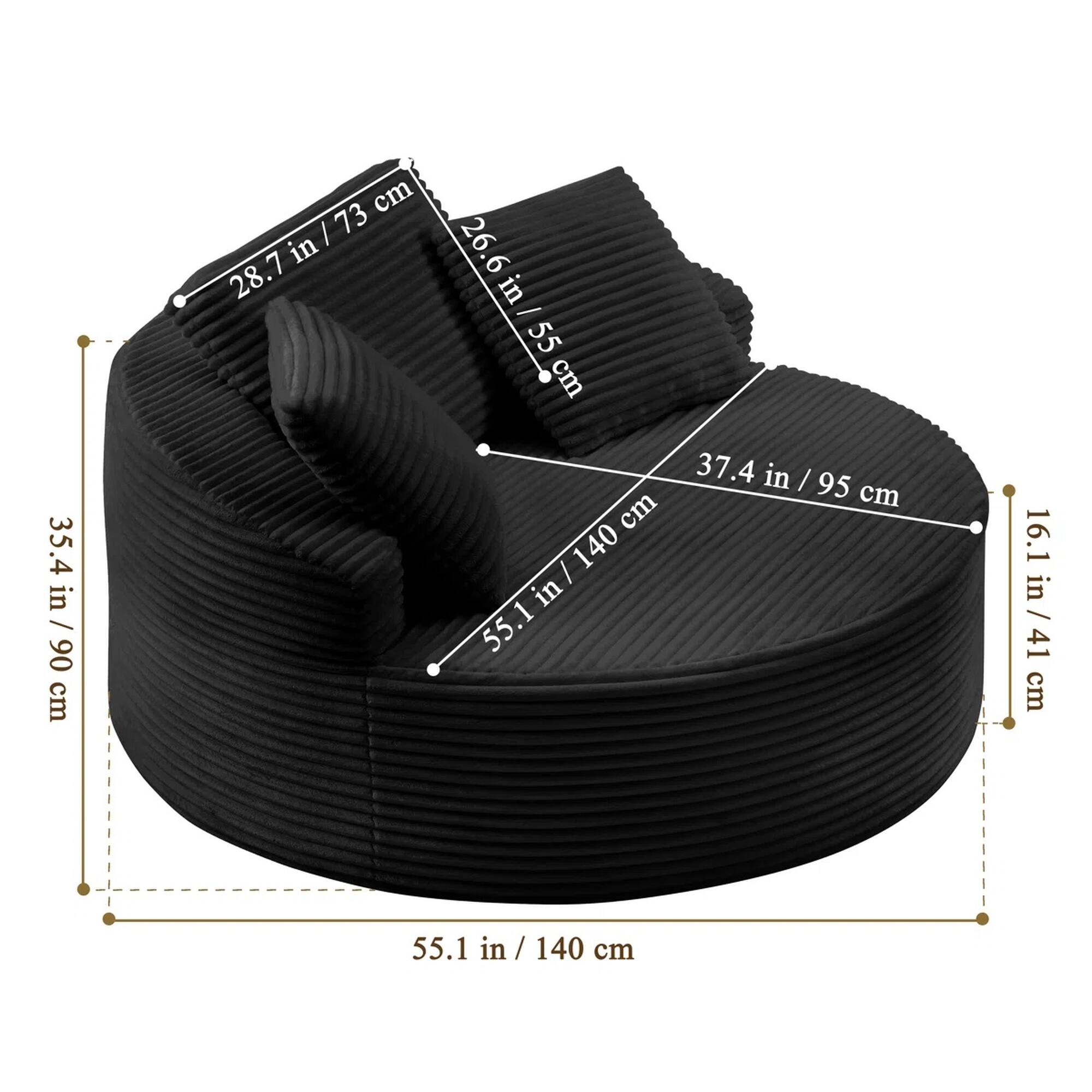 - 28.7 in / 73 cm
- 26.6 in / 55 cm
- 35.4 in / 90 cm
- 37.4 in / 95 cm
- 55.1 in / 140 cm
- 16.1 in / 41 cm