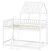 Front. Costway - Costway Twin Over Twin House Bunk Bed with Roof, Ladder & Full-length Guardrails for Kids - White.