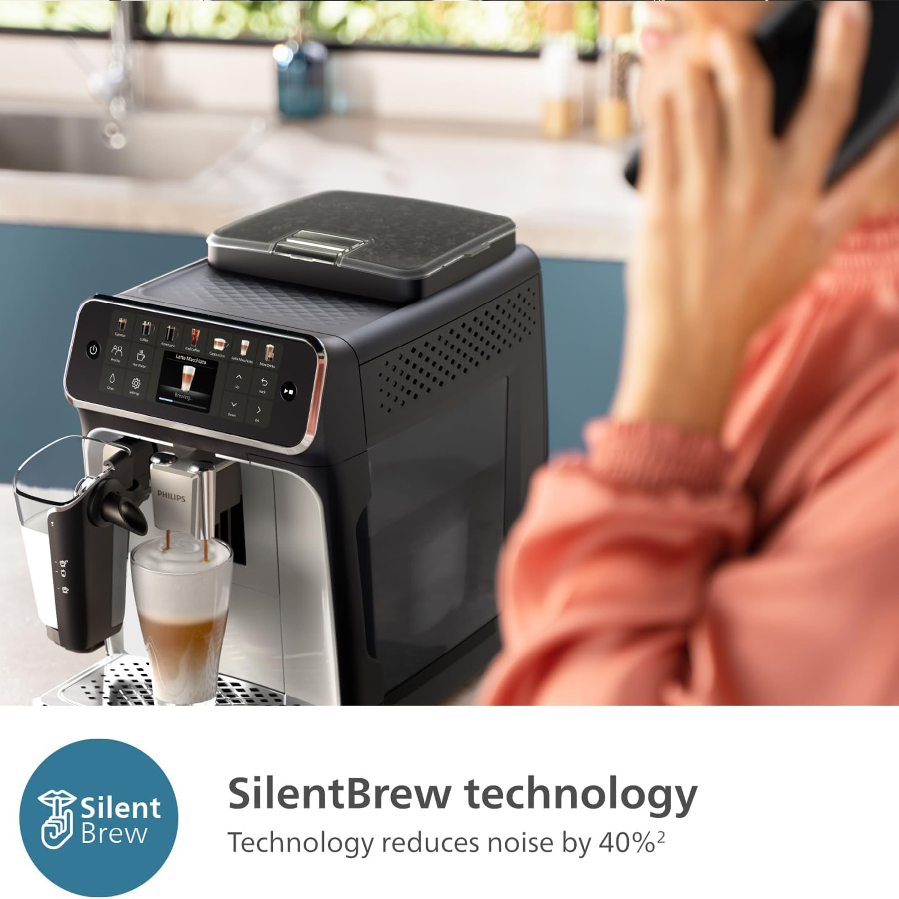 SilentBrew technology reduces noise by 40%.