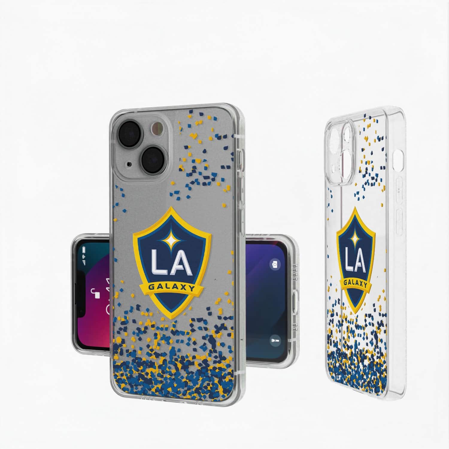 Keyscaper - MLS - LA Galaxy iPhone Confetti Design Clear Case - 14 Plus - Multicolor