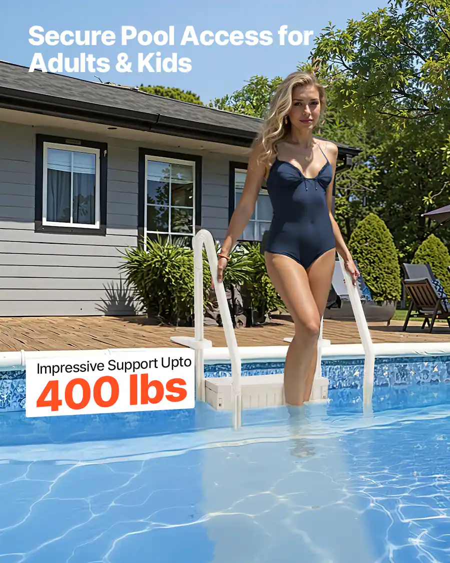 VEVOR Swimming Pool Ladder, 4 Step Double Handrails Stairs with Non ...