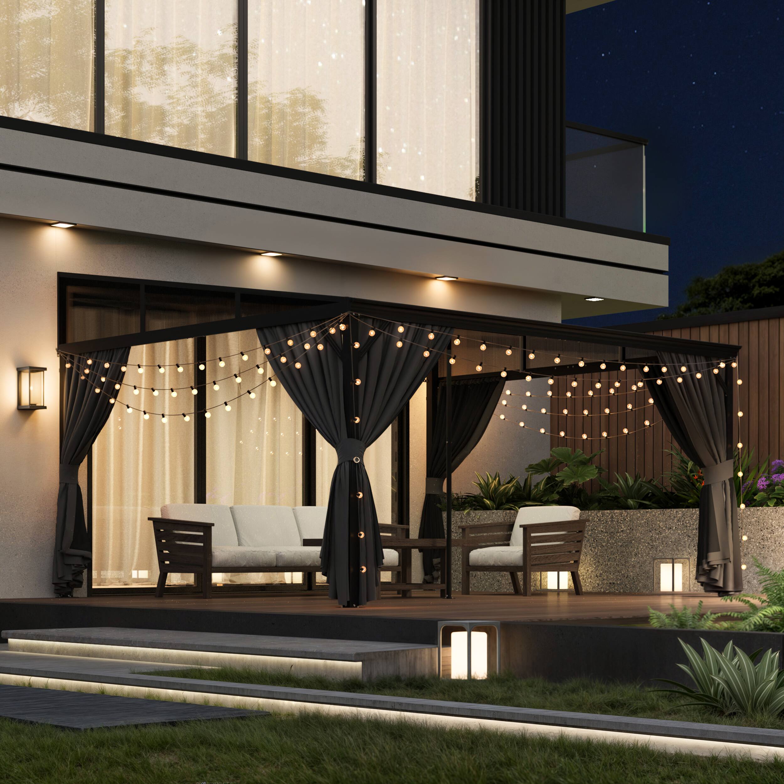 Alt View 1. Famapy - Extra Large Outdoor Gazebo with Steel Roof and Aluminum Frame, Curtains & Netting for Patio, Deck, Garden.