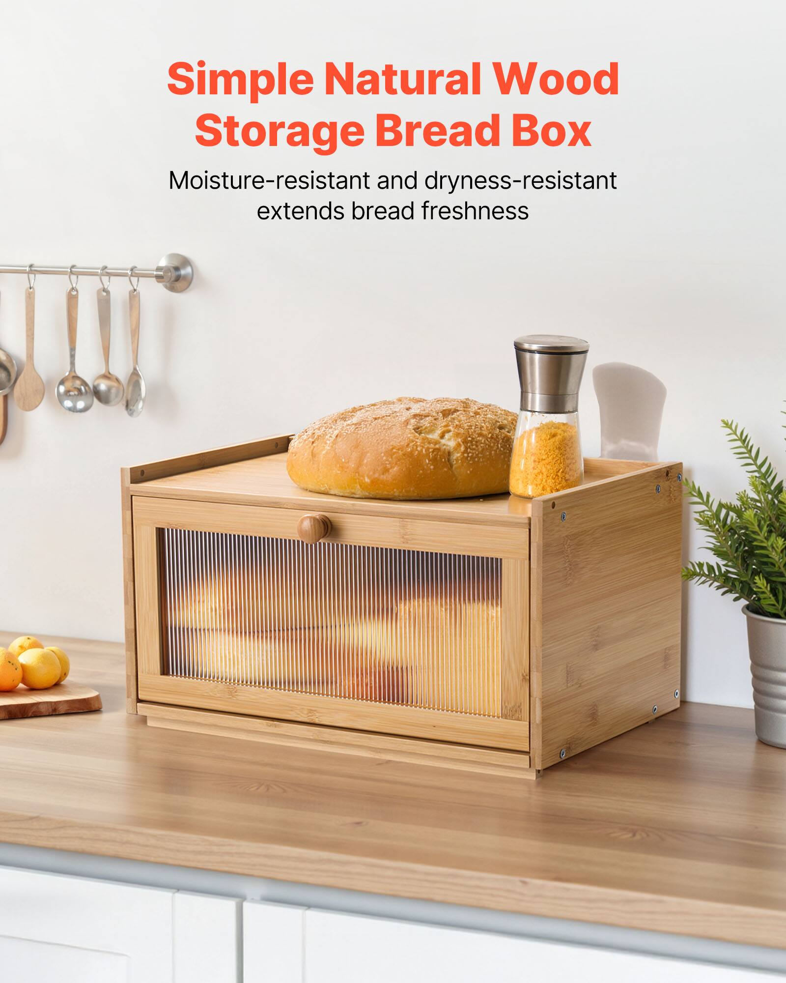 Simple Natural Wood Storage Bread Box - Moisture-resistant and dryness-resistant, extends bread freshness.