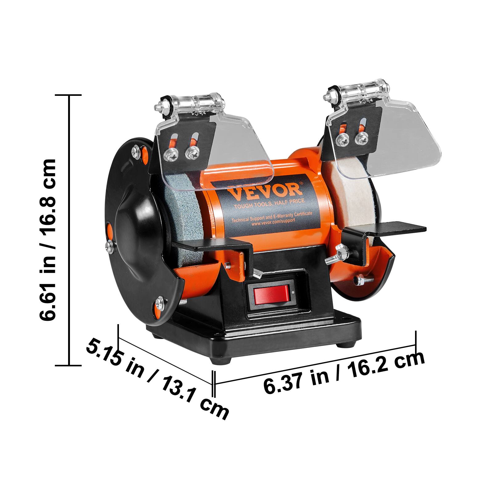 VEVOR  
TOUGH TOOLS. HALF PRICE.  
Technical Support and 1-Year Warranty Certificate  
www.vevor.com/support  

6.61 in / 16.8 cm  
5.15 in / 13.1 cm  
6.37 in / 16.2 cm