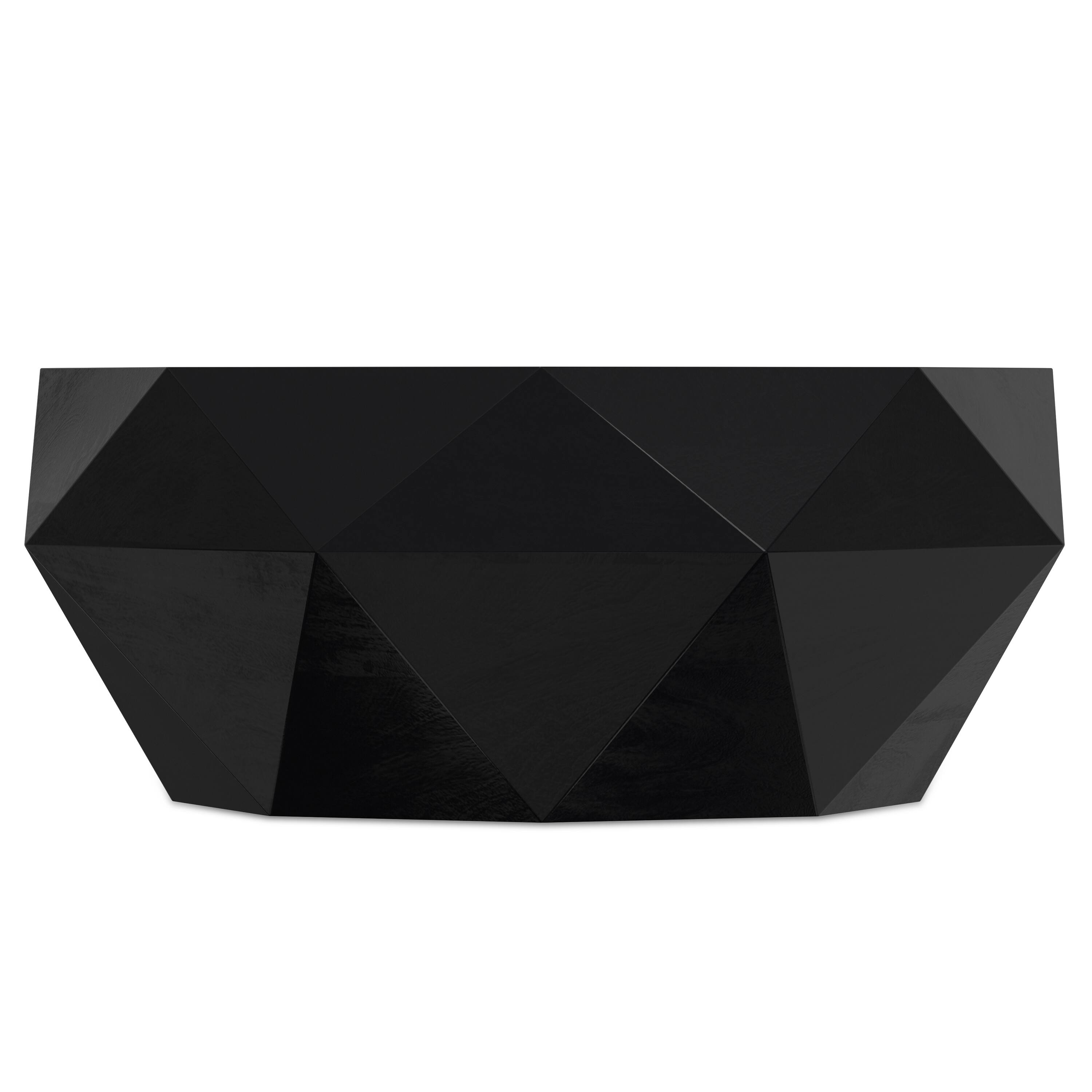Left. Simpli Home - Zayn SOLID ACACIA WOOD 35 inch Wide Irregular Contemporary Coffee Table in Black, Fully Assembled - Black.
