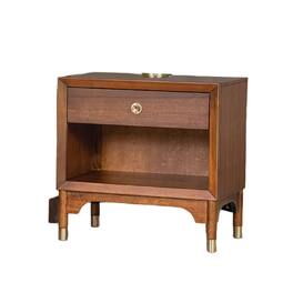 Manhattan Lane - Urne Nightstand, 1 Drawer with Shelf, USB Port and LED - Walnut Brown, Gold