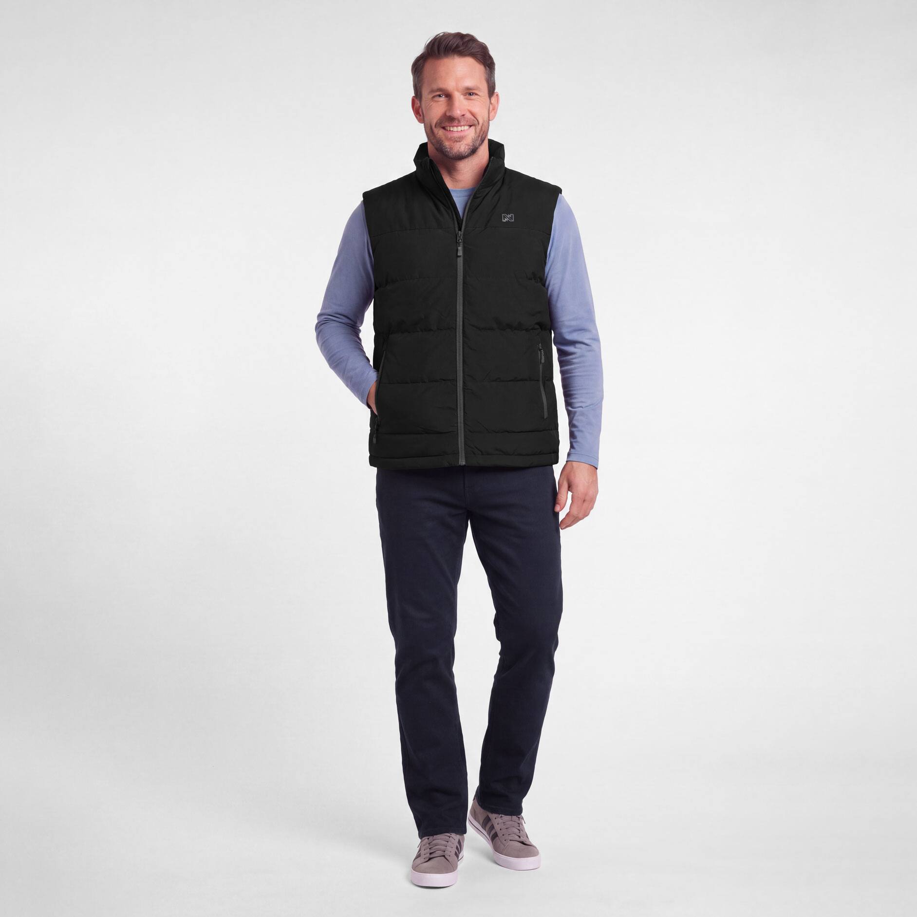 Back. Mobile Warming - Men's Crest 2.0 Down Heated Vest - Black.