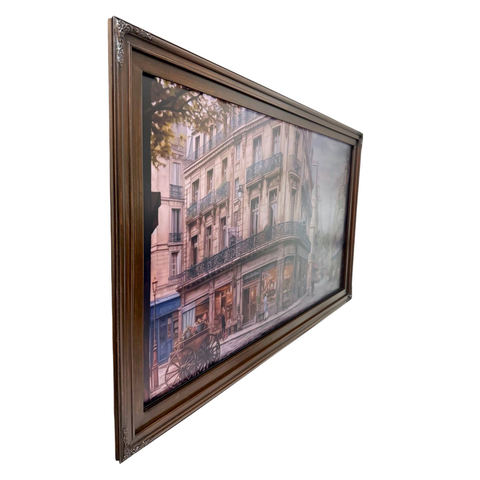 Angle. LAREDO FRAME FACTORY - 55 inch Hisense Canvas TV Ornate frame, Canvas TV by Hisense - DARK WALNUT.