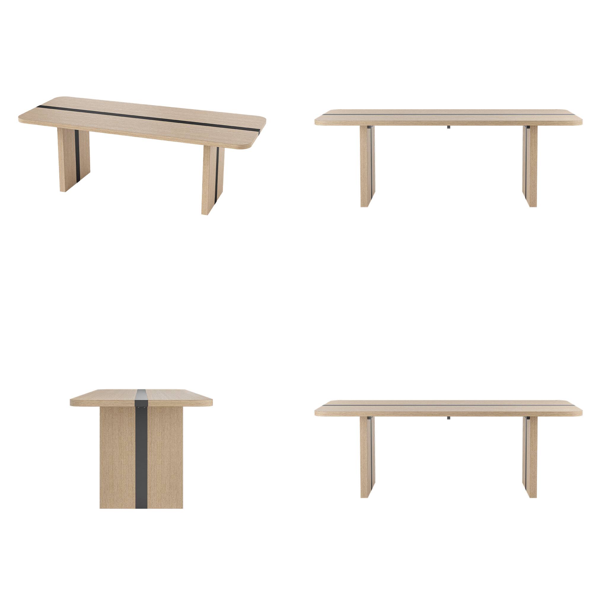 Alt View 7. Homsee - Wood Veneer Large Desk Table 86.6", Modern Dining Table for Home Office 8 Seat, Natural Finish for Dining & Working - Wooden.