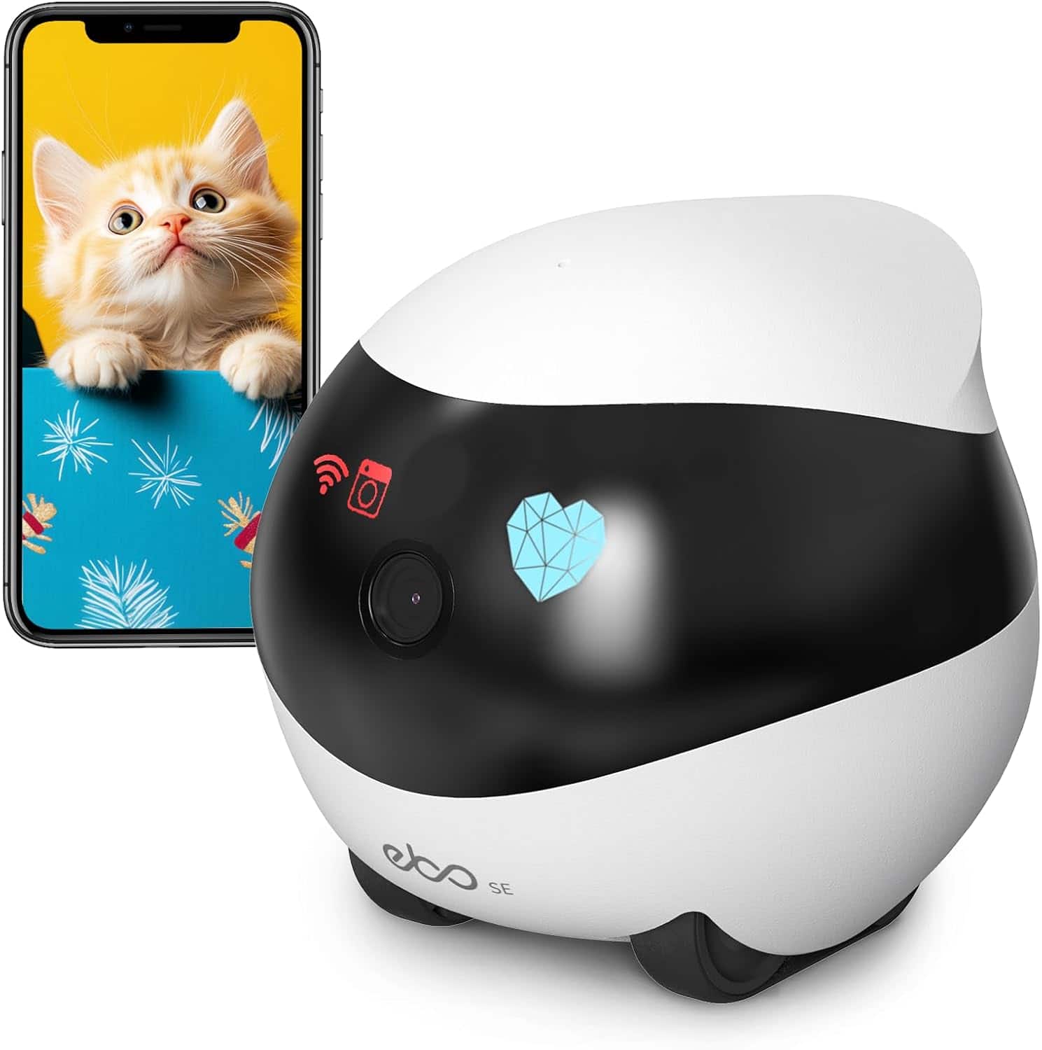 Enabot - EBO SE FamilyBot 1080p Wi-Fi Indoor Mobile Robot Camera with Two-Way Audio, Night Vision and Auto-Recharge Dock - White