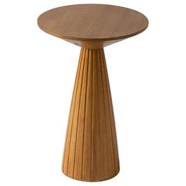 COZAYH - Pedestal Wooden End Table for Small Space Living Room or Bedroom - Walnut