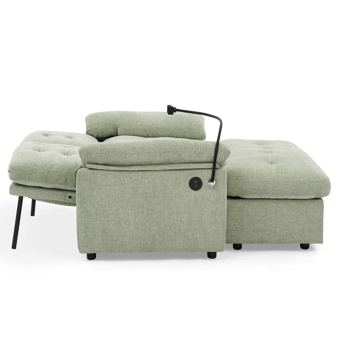 Alt View 7. Ropilly - Ropilly Manual Recliner Loveseat with USB Port, Cyan Chenille 2 Seat Sofa with Storage Ottoman - Cyan.