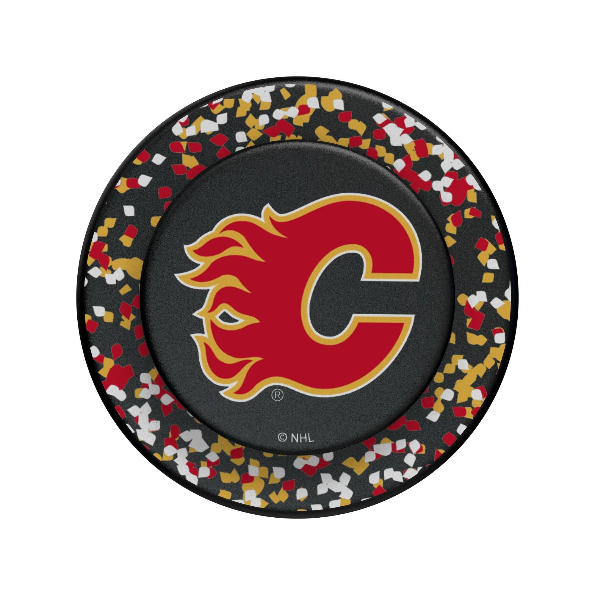 Alt View 2. Keyscaper - Calgary Flames Confetti Magnetic Phone Grip & Stand - No Size - Black.