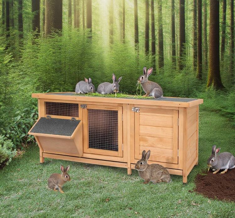 Left. TinyHomie - Large Rabbit Hutch Bunny Cage.
