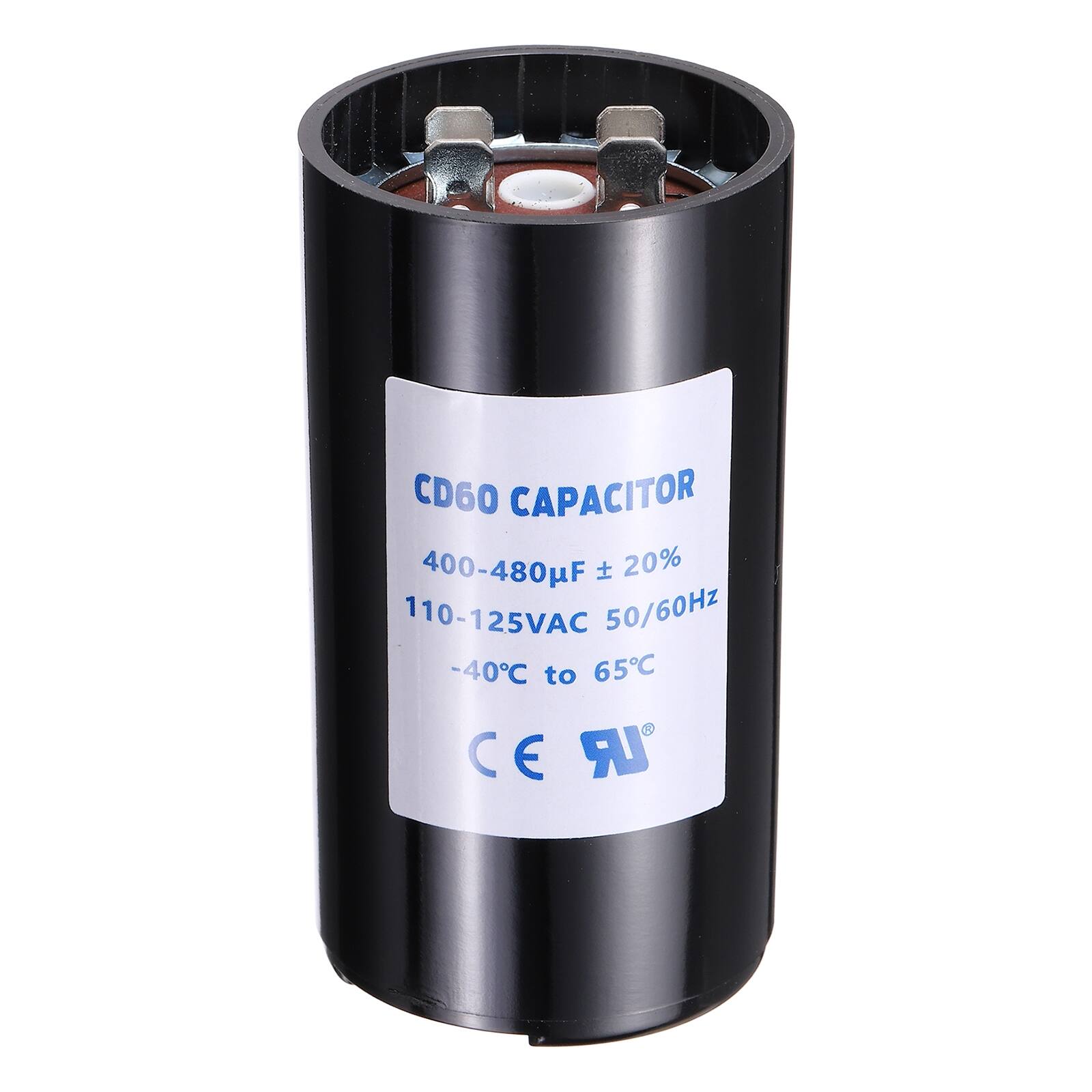 CD60 CAPACITOR  
400-480µF ± 20%  
110-125VAC 50/60Hz  
-40°C to 65°C  
CE LR