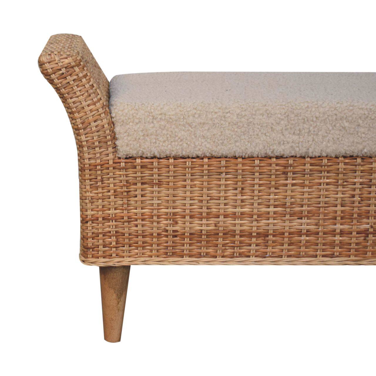 Alt View 1. Artisan Furniture - Artisan Furniture Solid Wood Riviera Woven Bench, Upholstered, Brown & Cream - Brown & Cream.