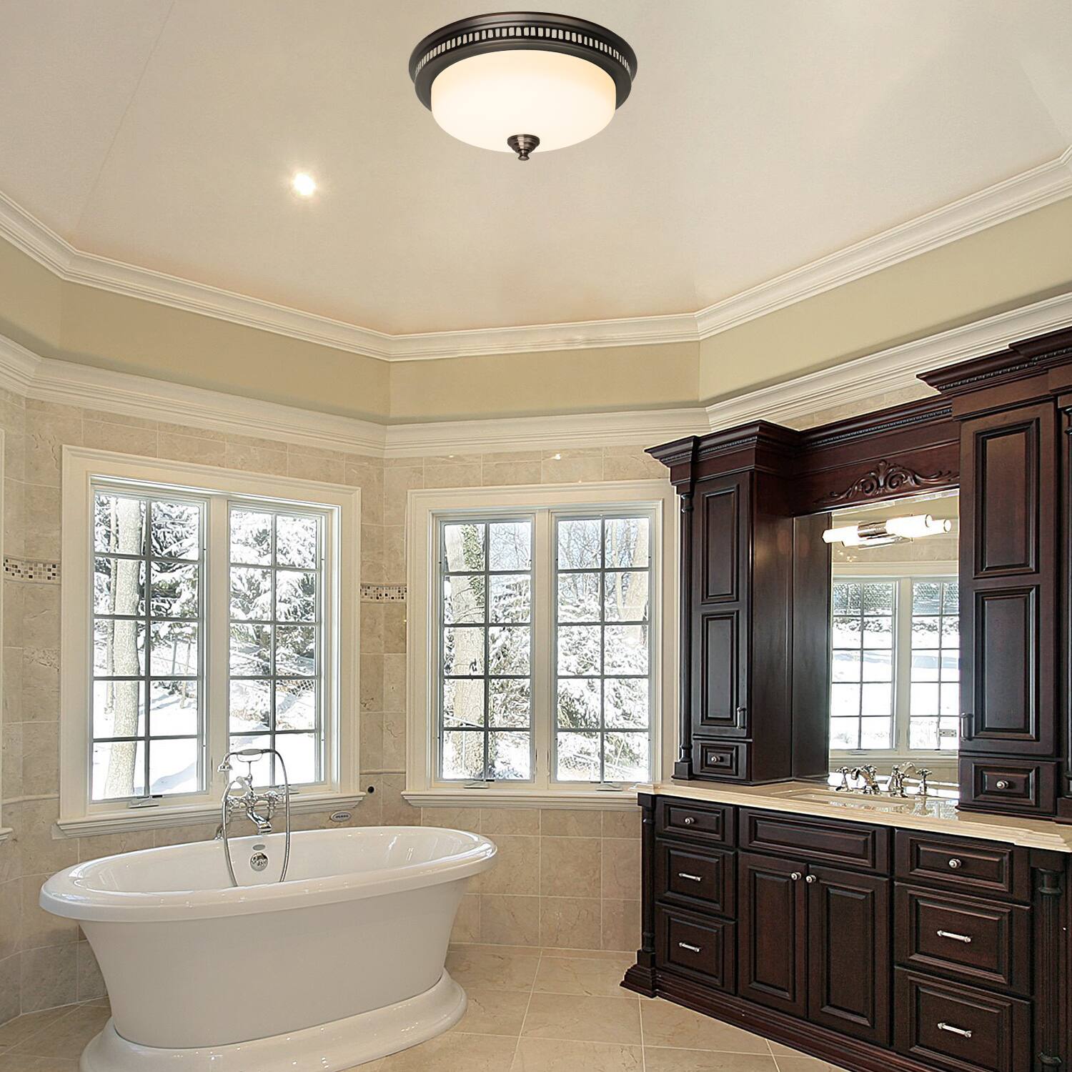 Alt View 2. Akicon - 1.5-Sone 110-CFM Oil-Rubbed Bronze Decorative Lighted Bathroom Fan - Oil Rubbed Bronze.