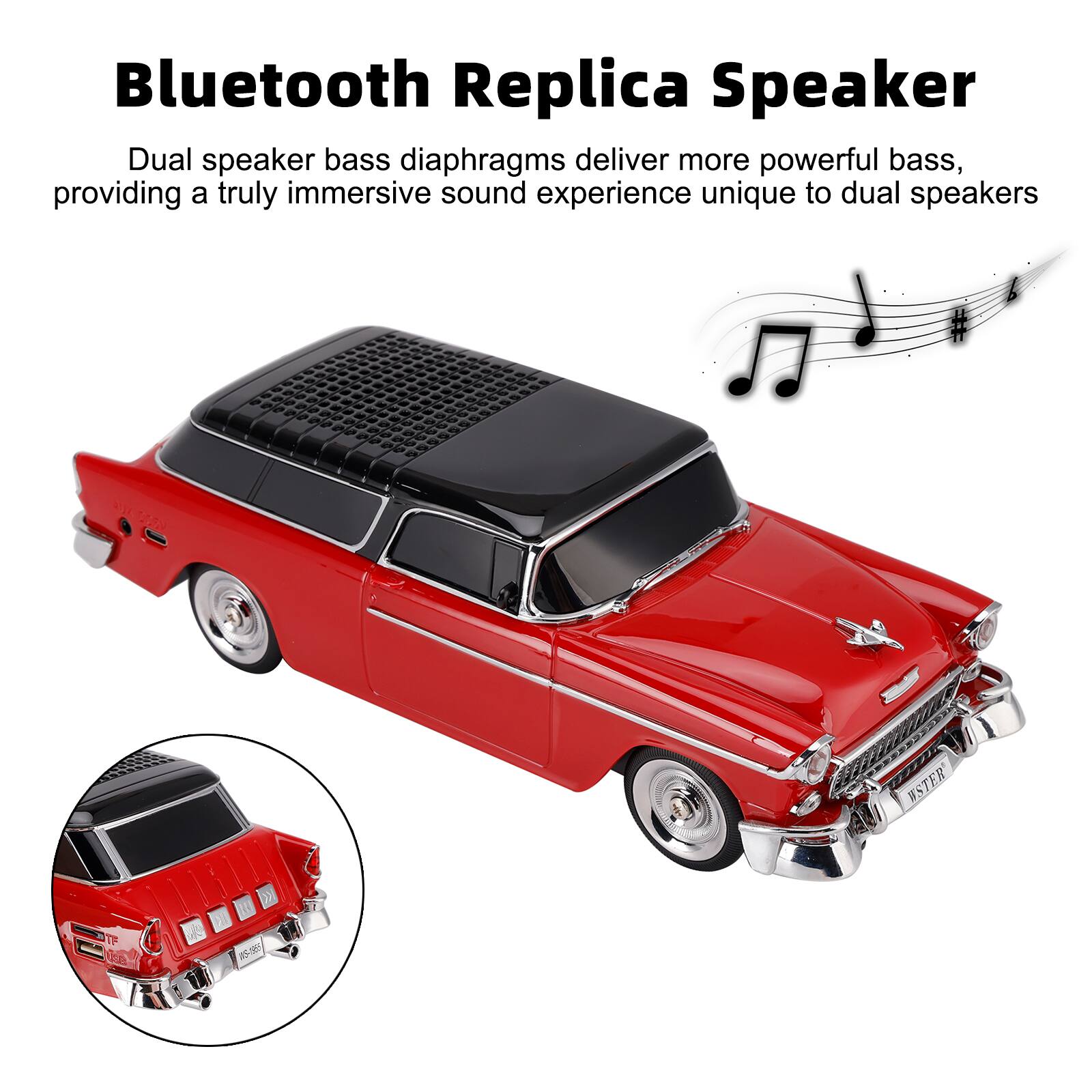 Bluetooth Replica Speaker

Dual speaker bass diaphragms deliver more powerful bass, providing a truly immersive sound experience unique to dual speakers