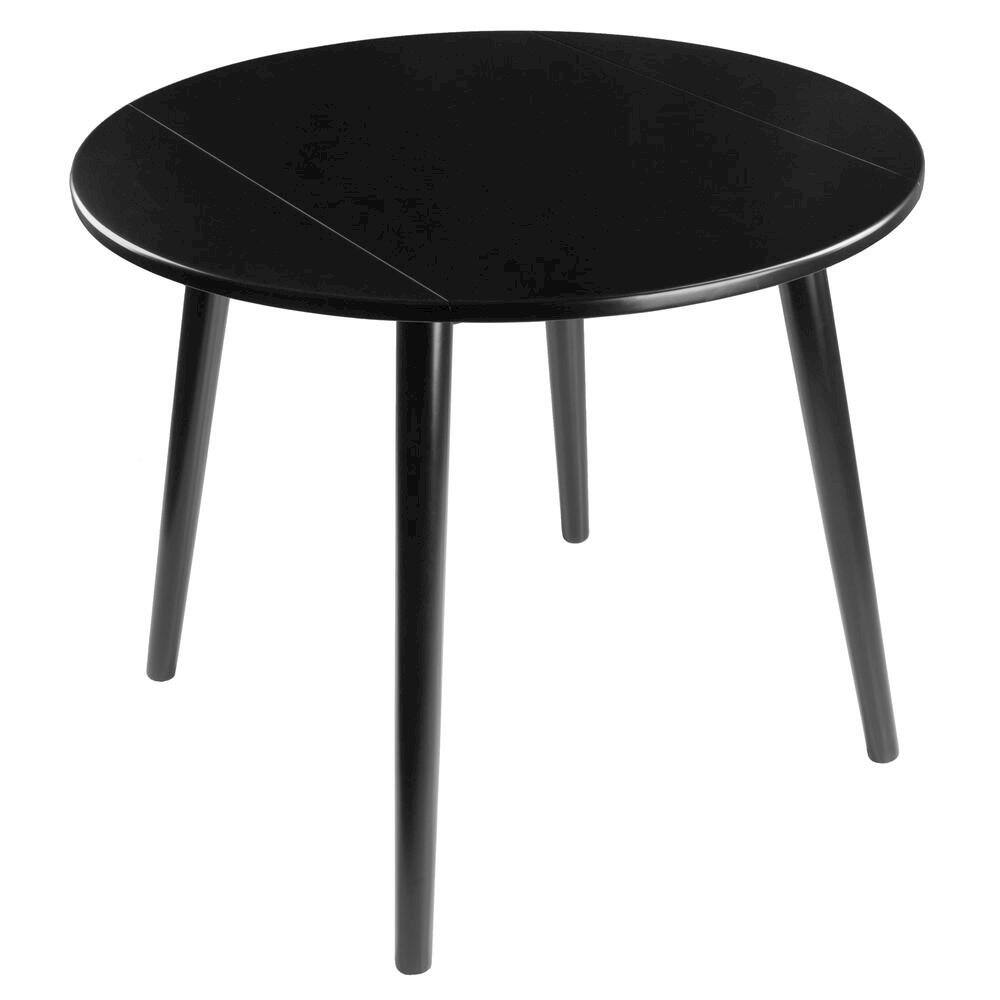 Alt View 2. FurniFact - Round Drop Leaf Dining Table - Black.