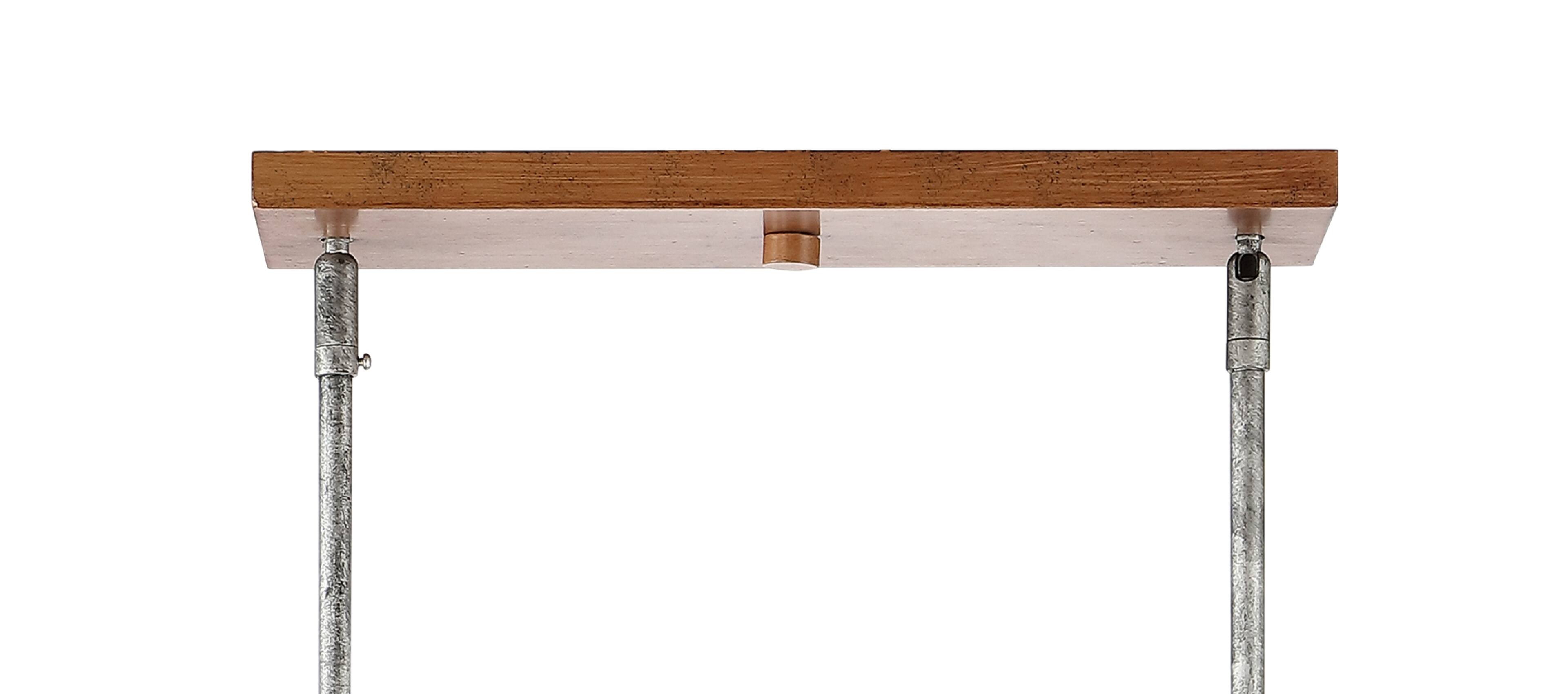 Alt View 5. Jonathan Y - Gaines 34.5" Linear 4-Light Adjustable Iron Rustic Industrial LED Pendant, Brown/Silver - Brown/Silver.