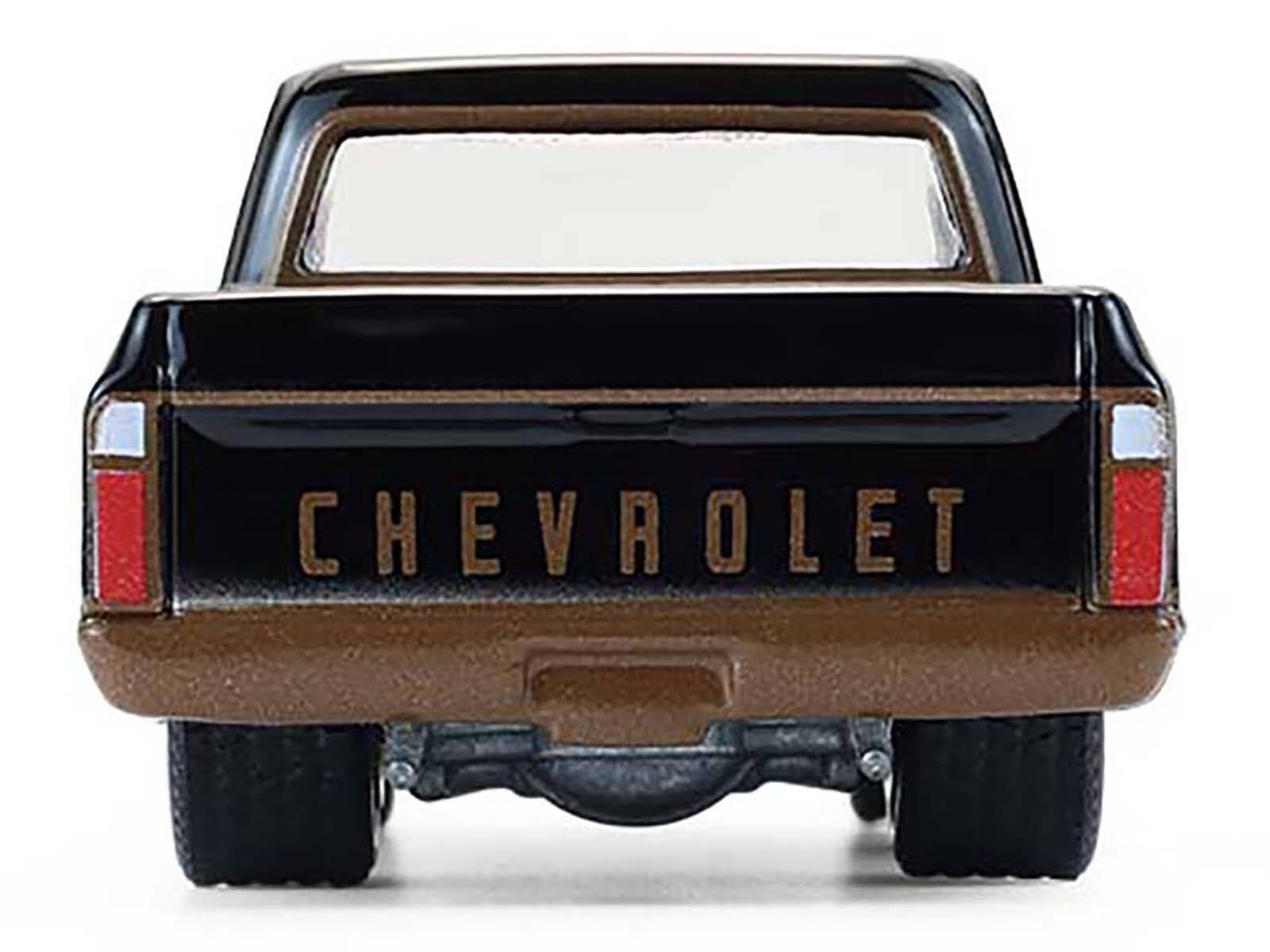 Alt View 1. Greenlight - 1972 Chevrolet C10 Pickup Truck Lowrider Black with Bronze Stripes "California Lowriders" Series 7 1/64 - Black.