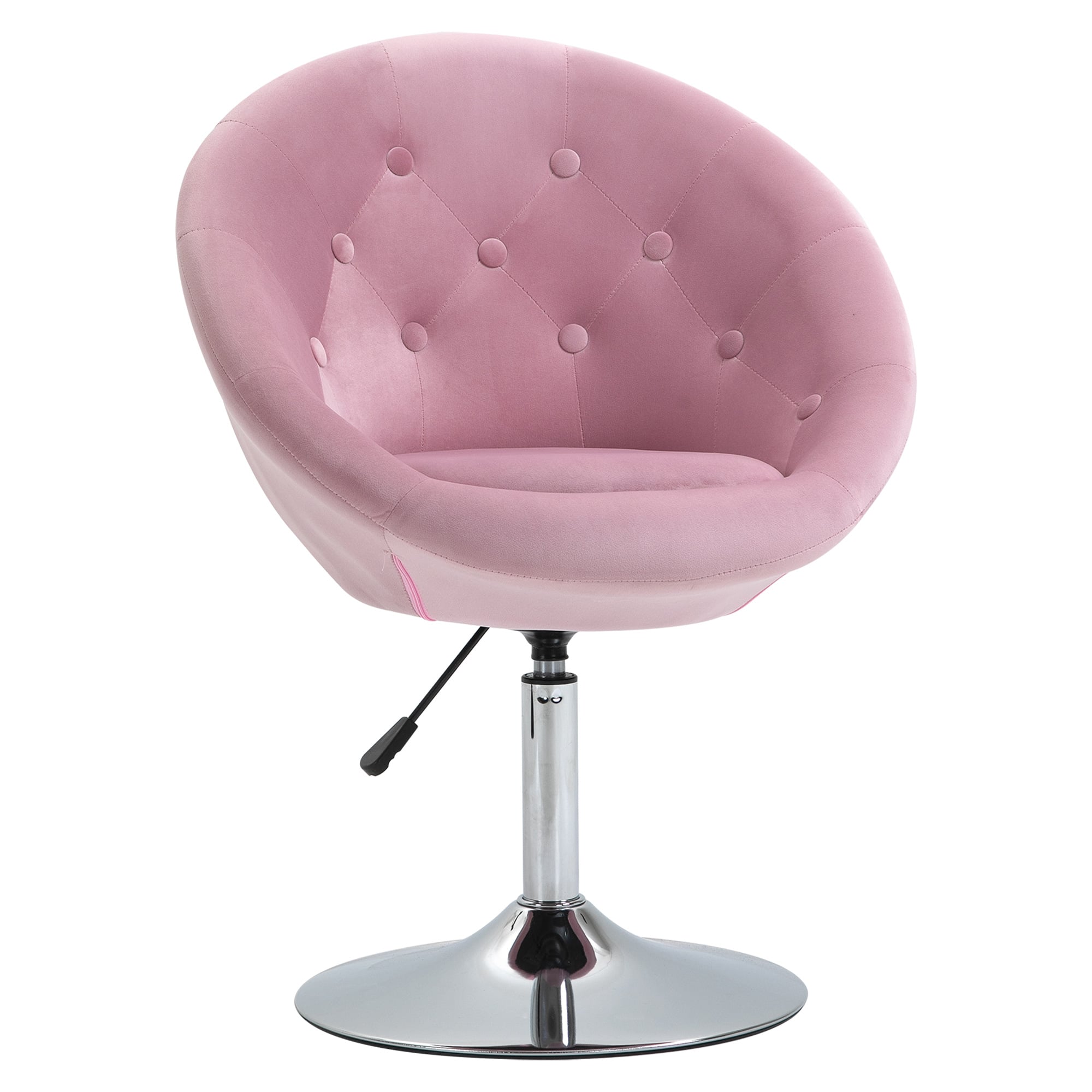Homcom - Makeup Vanity Chair Round Tufted Swivel Accent Chair with Chrome Frame Height Adjustable - Pink price history on PriceWatchPro
