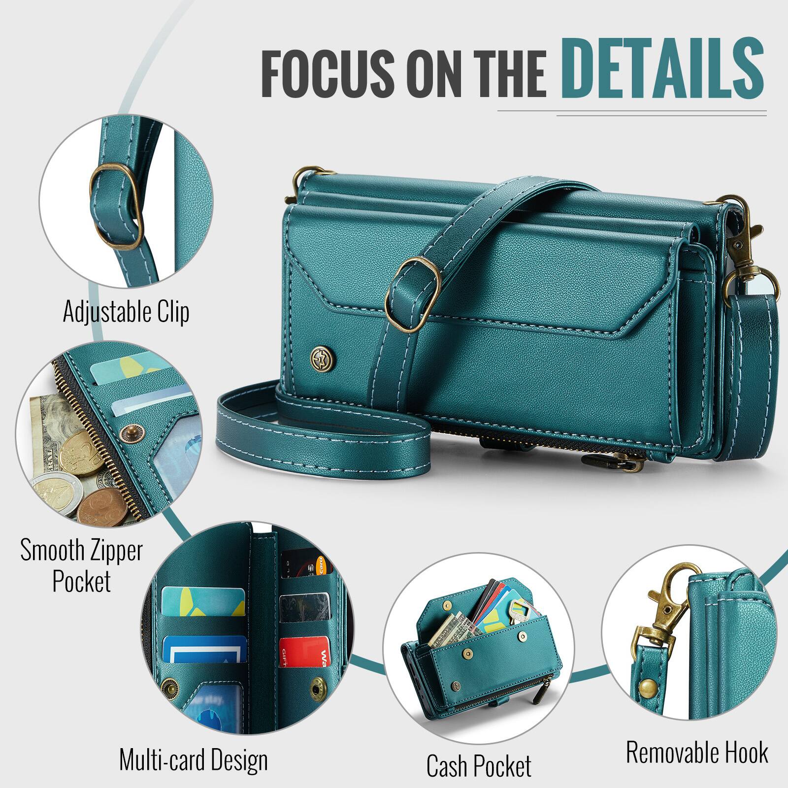 FOCUS ON THE DETAILS

- Adjustable Clip
- Smooth Zipper Pocket
- Multi-card Design
- Cash Pocket
- Removable Hook