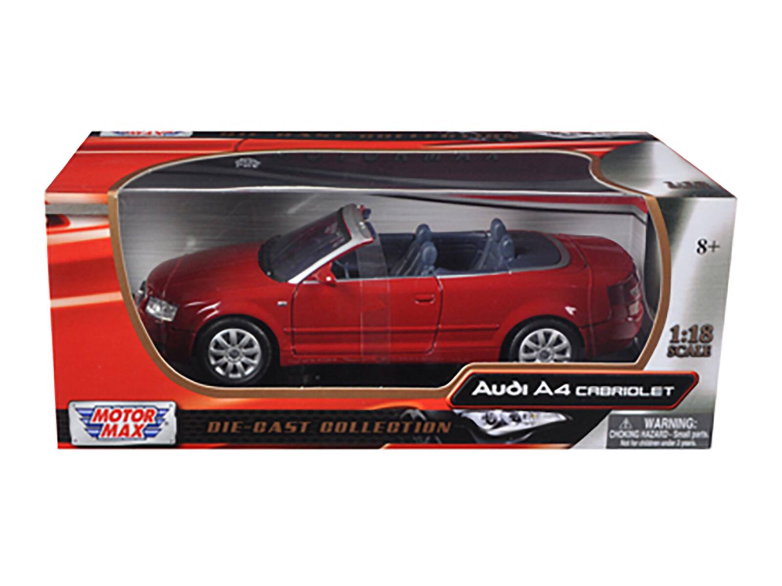 Audi A4 Red Convertible 1/18 Diecast Model Car by Motormax Red