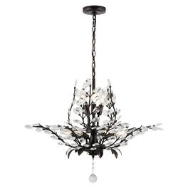 Jonathan Y - Diantha 28.5" 7-Light Contemporary Bohemian Iron/Acrylic LED Pendant - Oil Rubbed Bronze/Clear