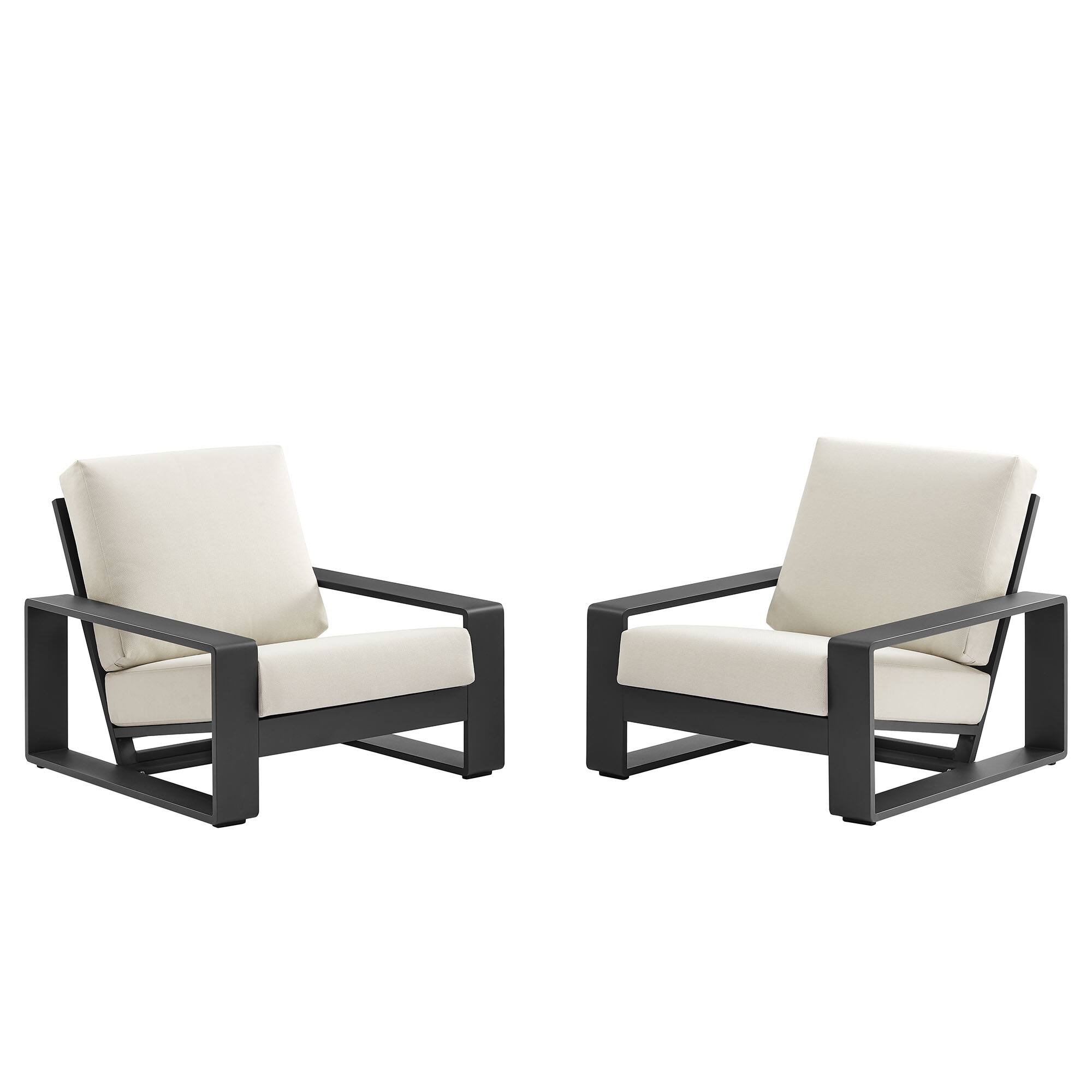 Left. Modway - Lirienne Outdoor Patio Aluminum Faux Wood Armchairs Set of 2 by Modway - Cream.