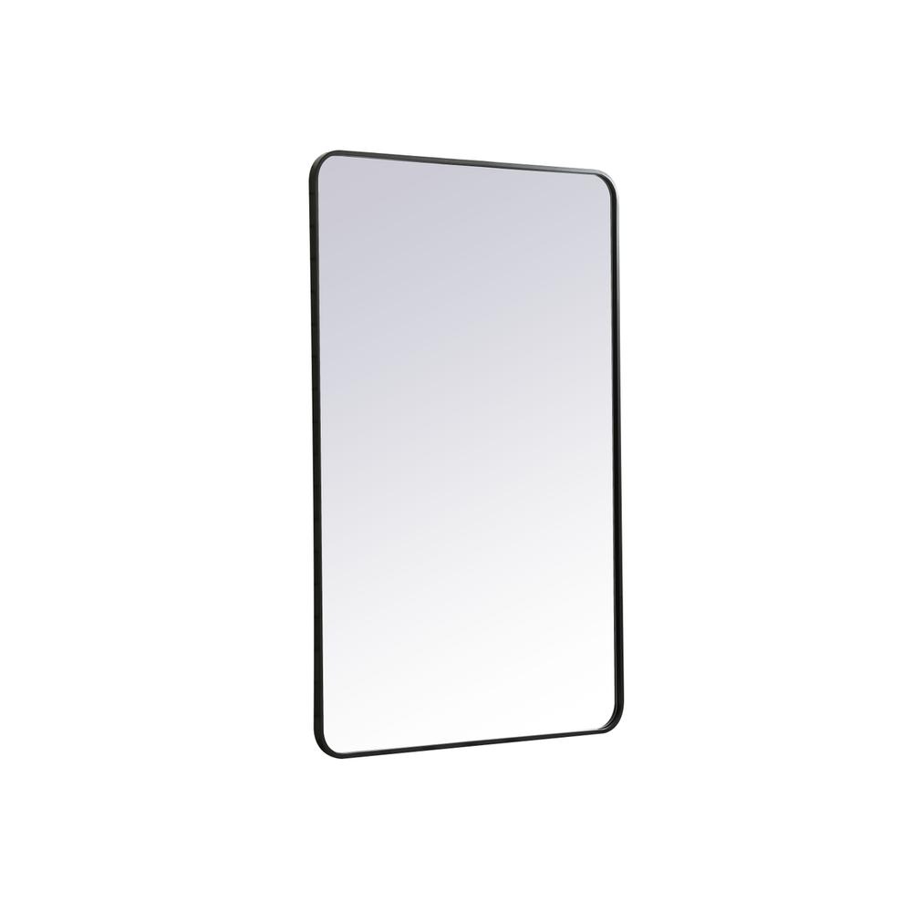 Left. Elegant Decor - Soft corner metal rectangular mirror 30x48 inch in Black - Black.