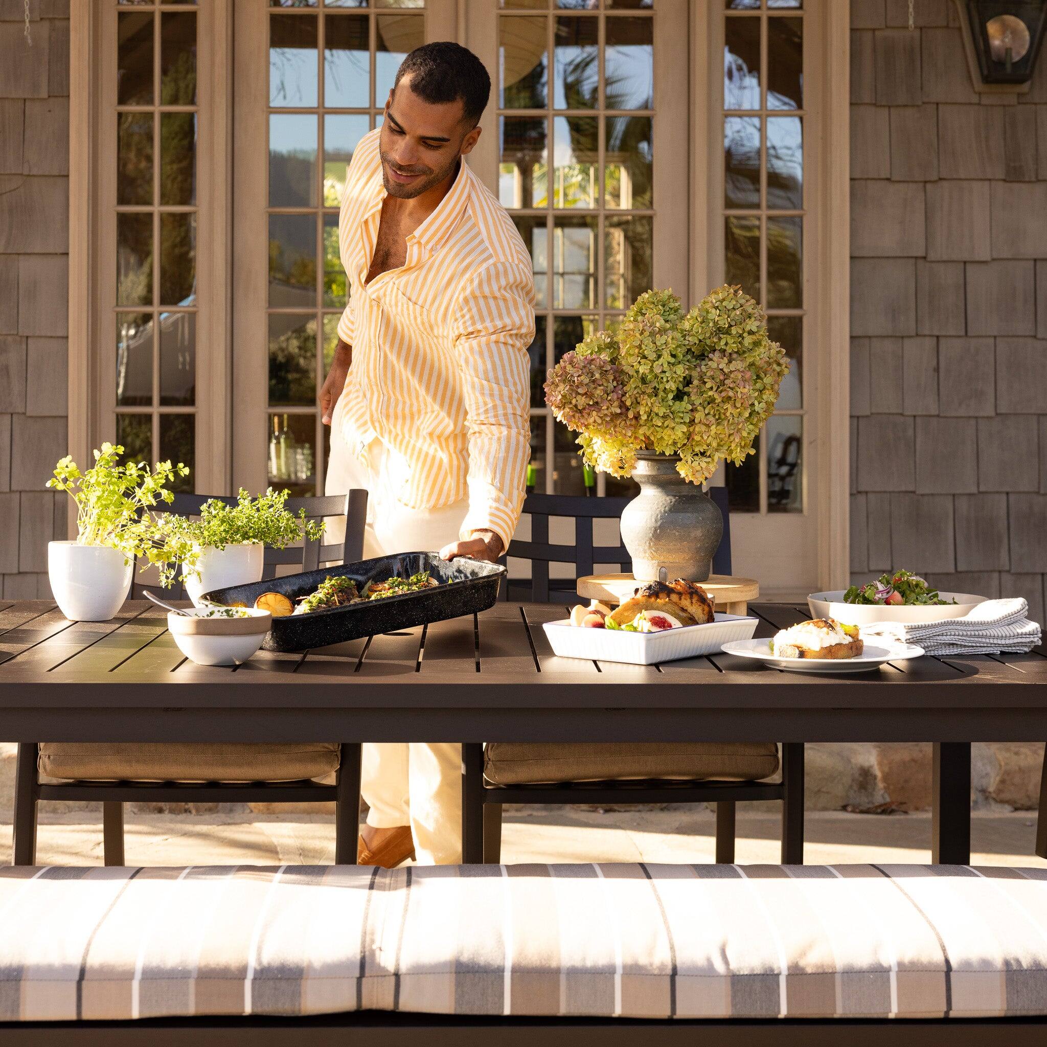 Alt View 4. Yardbird® - Lily 9 Piece Rectangular Outdoor Dining Set - Milano.