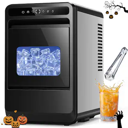 Front. Etust - Etust Countertop Ice Maker, 8PCS Clear Nugget Ice, 26lb/24h Ice Making Machine, Portable Ice Maker for Home Kitchen - Black.