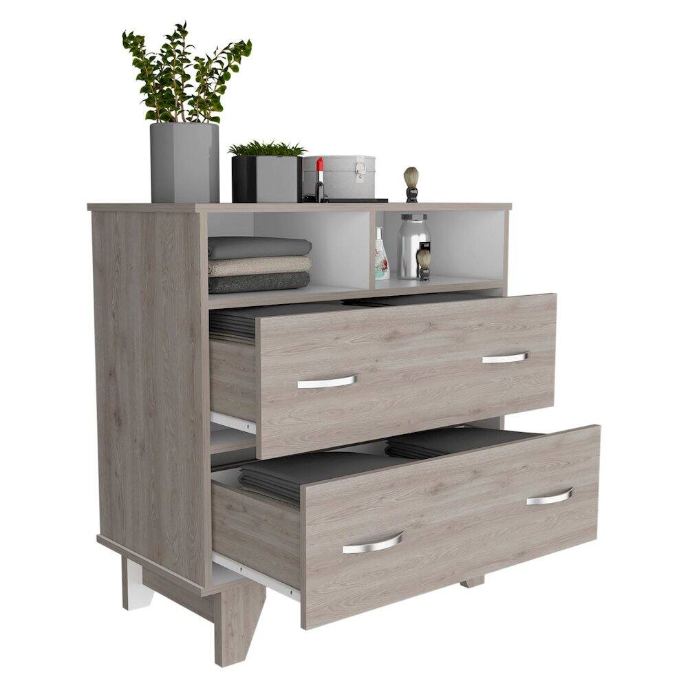 Alt View 1. TuHome - Portnova Dresser Light Gray / White MDF - Black.